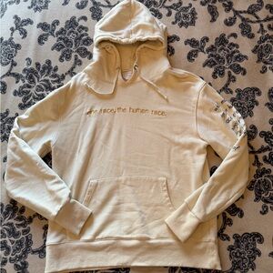 Cream Hoodie with Gold Text